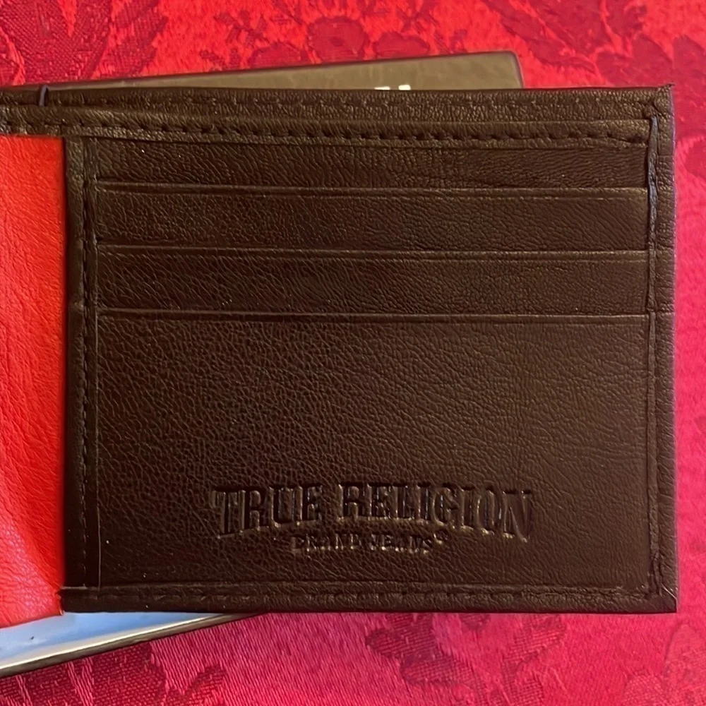 Brand New True Religion Genuine Leather Black Darkar Wallet w/ Desk Valet RFID
